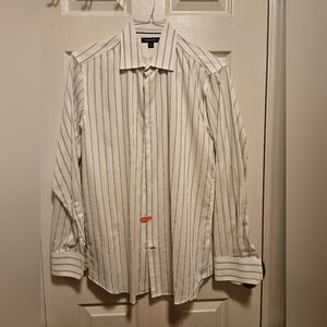 Men's Striped White and Blue Shirt